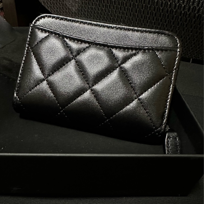 全新 Chanel So Black  ㄇ字鍊羊皮零錢包-6