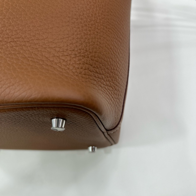 全新 愛馬仕 菜篮子 22 W刻 金棕銀扣 有單 Brand New Hermes picotin22 Stamp B Gold PHW with original receipt-14