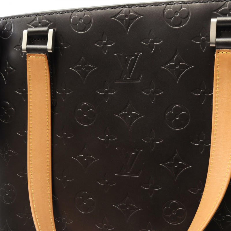 LOUIS VUITTON Stockton 手提包 M55112 字母啞光皮革黑色二手 LV-8