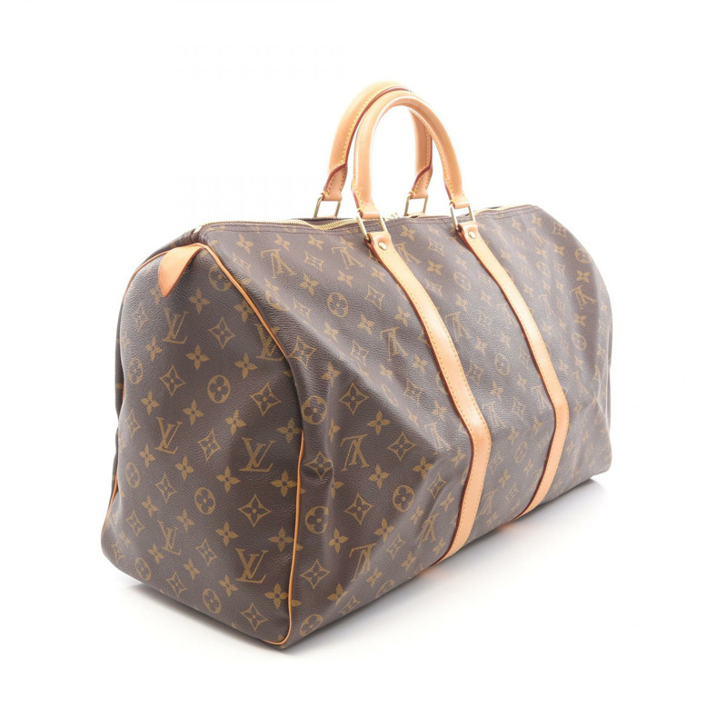 LOUIS VUITTON Keepall50 手提包 M41426 Monogram 帆布皮革棕色二手男女通用-1