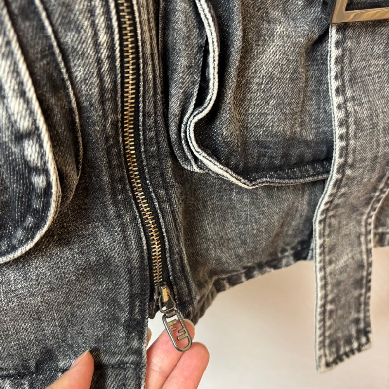 ::FENDI:: 水洗丹寧牛仔裙 Y2K 復古刷舊迷你裙 Grey acid wash denim mini skirt 辣妹必備-2