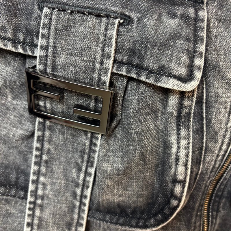 ::FENDI:: 水洗丹寧牛仔裙 Y2K 復古刷舊迷你裙 Grey acid wash denim mini skirt 辣妹必備-6