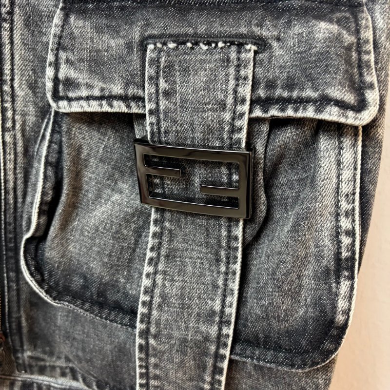 ::FENDI:: 水洗丹寧牛仔裙 Y2K 復古刷舊迷你裙 Grey acid wash denim mini skirt 辣妹必備-7