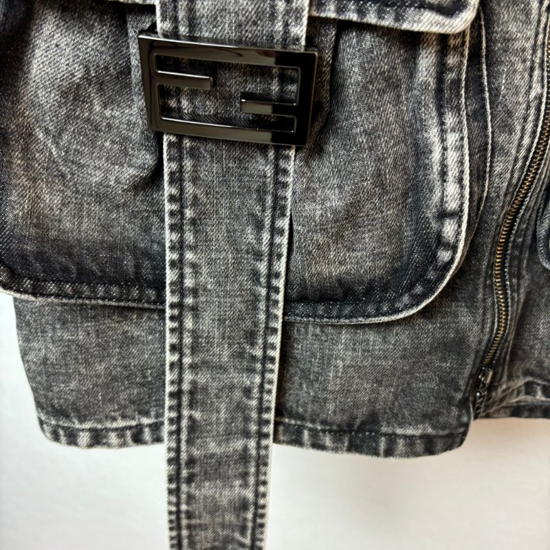 ::FENDI:: 水洗丹寧牛仔裙 Y2K 復古刷舊迷你裙 Grey acid wash denim mini skirt 辣妹必備-11