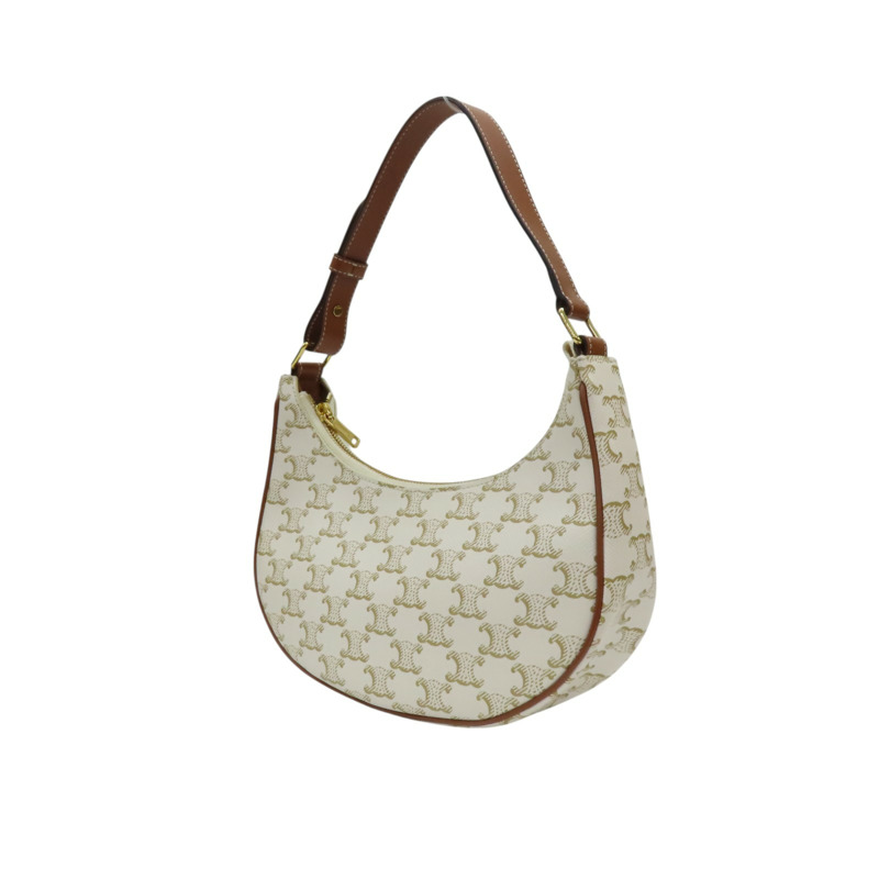 白色 Triomphe 塗層帆布 Ava 肩背包【CELINE 賽琳】 193952-2