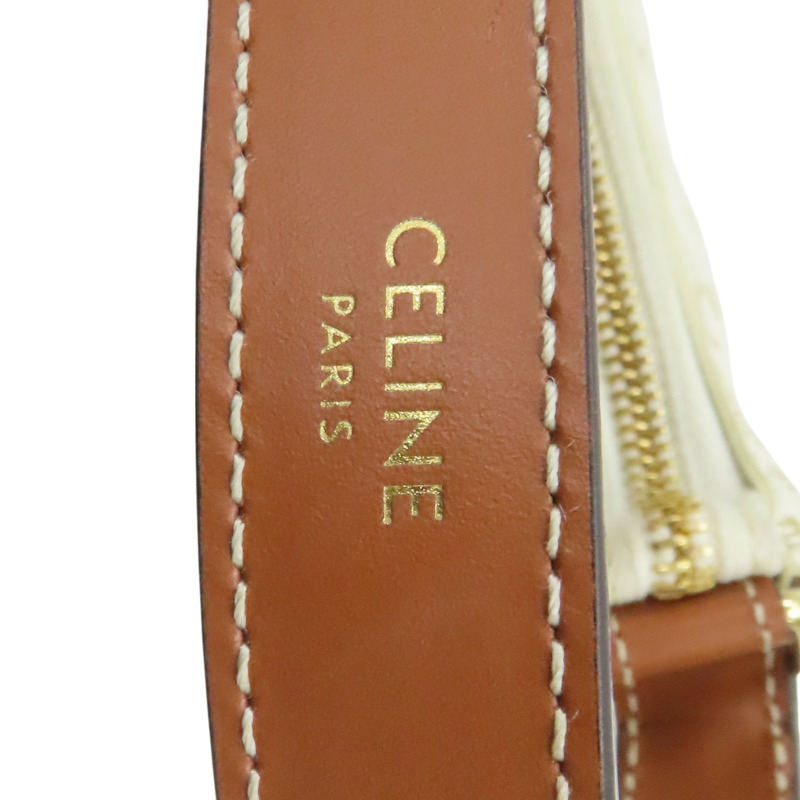 白色 Triomphe 塗層帆布 Ava 肩背包【CELINE 賽琳】 193952-7