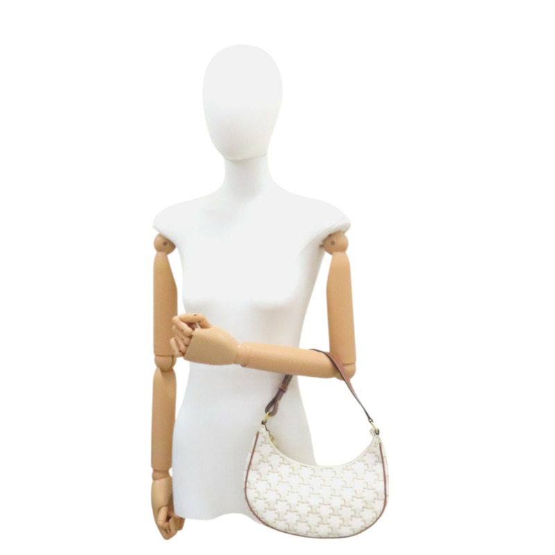 白色 Triomphe 塗層帆布 Ava 肩背包【CELINE 賽琳】 193952-13