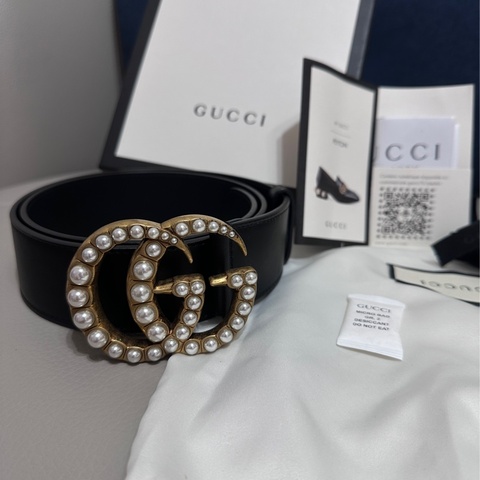 Gucci 珍珠80cm皮帶/腰帶