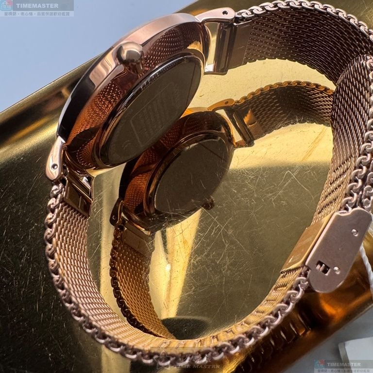 COACH手錶,編號CH00243,42mm玫瑰金圓形精鋼錶殼,黑色簡約, 中二針顯示錶面,玫瑰金色米蘭錶帶款-7