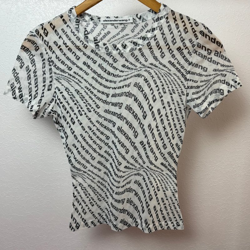 ::ALEXANDER WANG::  字母圖文色透膚短袖上衣 辣妹必備 Y2K-0