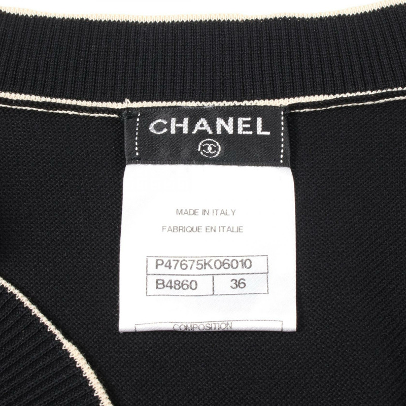 香奈兒 (CHANEL) 短袖洋裝 P47675K06010 純棉 黑白 二手 女款 #36 COCO CC-2