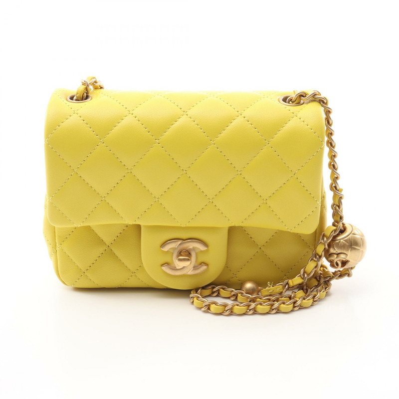 CHANEL 迷你 Matelasse 鏈條單肩包 AS1786 小羊皮 黃 GHWWomen CC-0