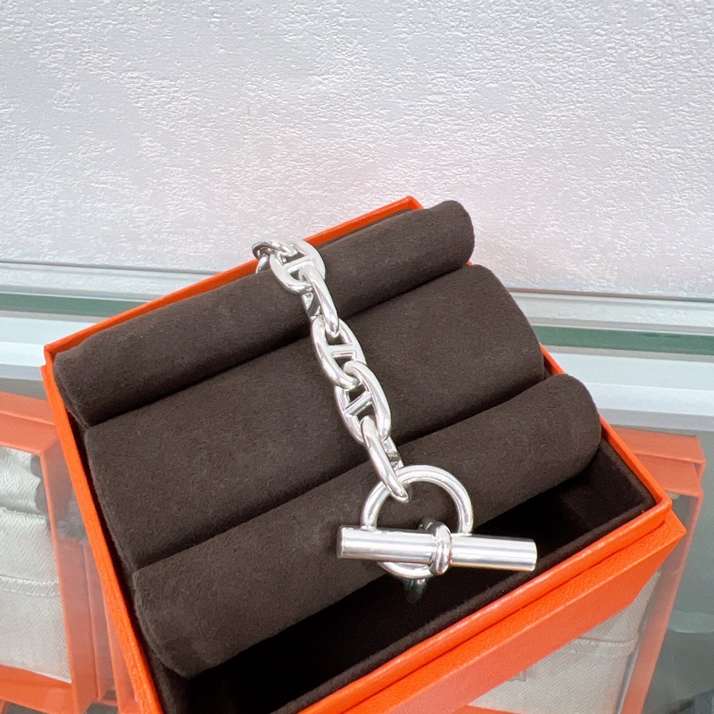 全新 16碼 豬鼻子銀手鏈 Hermes chaine d’ancre silver bracelet-1