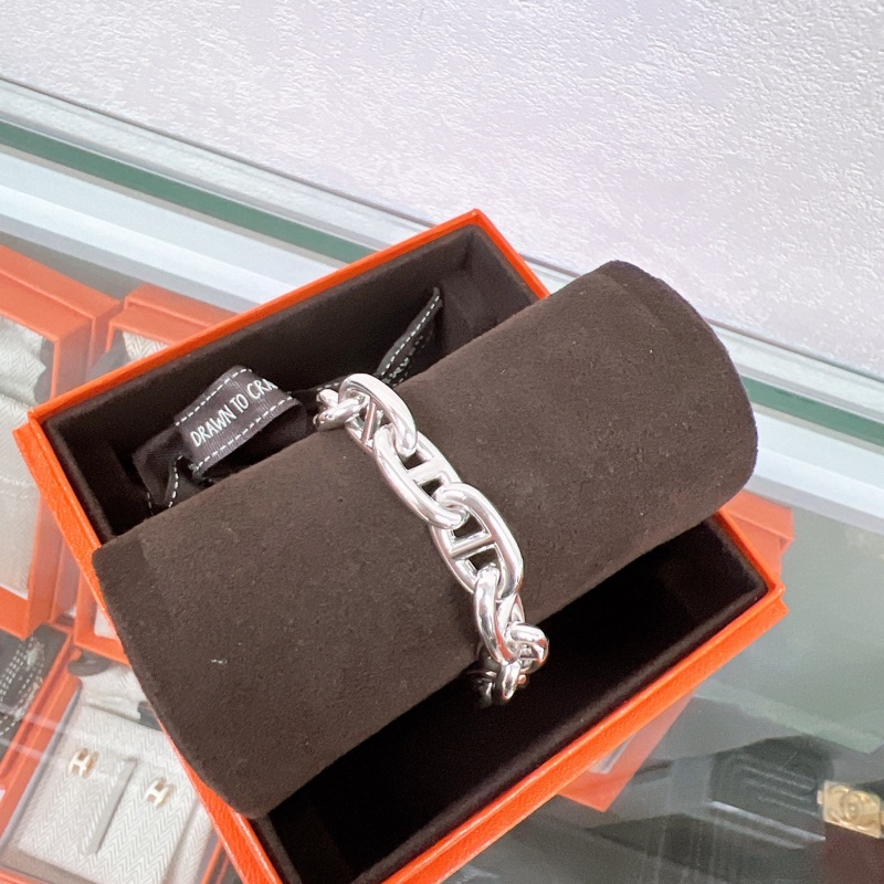 全新 16碼 豬鼻子銀手鏈 Hermes chaine d’ancre silver bracelet-2