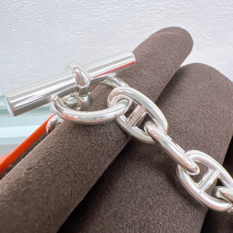 全新 16碼 豬鼻子銀手鏈 Hermes chaine d’ancre silver bracelet-3