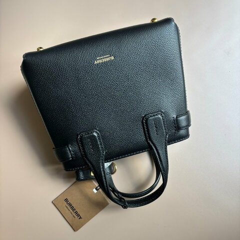 ::BURBERRY:: BABY BANNER燙印字 牛皮拼格紋棉帆布手提斜背包