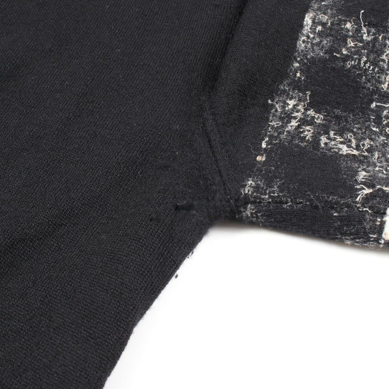 CHANEL 粗花呢針織短袖 P25262W03472 羊絨 黑色 白色 二手 #40 CC-6