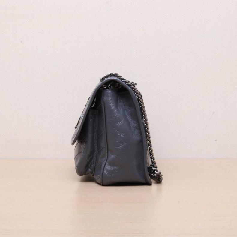 SAINT LAURENT(聖羅蘭) Niki 中號 28 D扣 灰色 銀扣-1