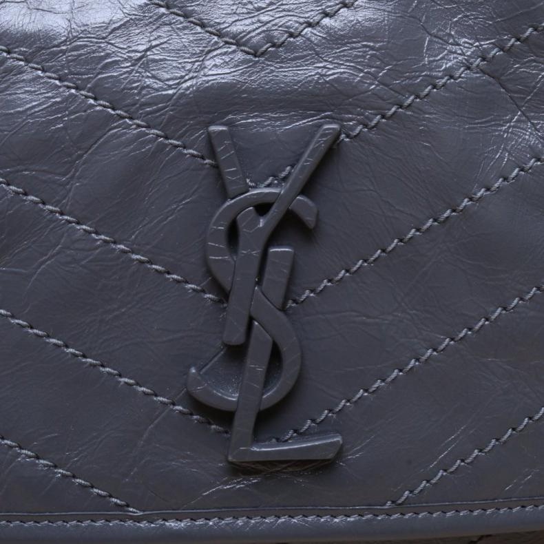 SAINT LAURENT(聖羅蘭) Niki 中號 28 D扣 灰色 銀扣-5
