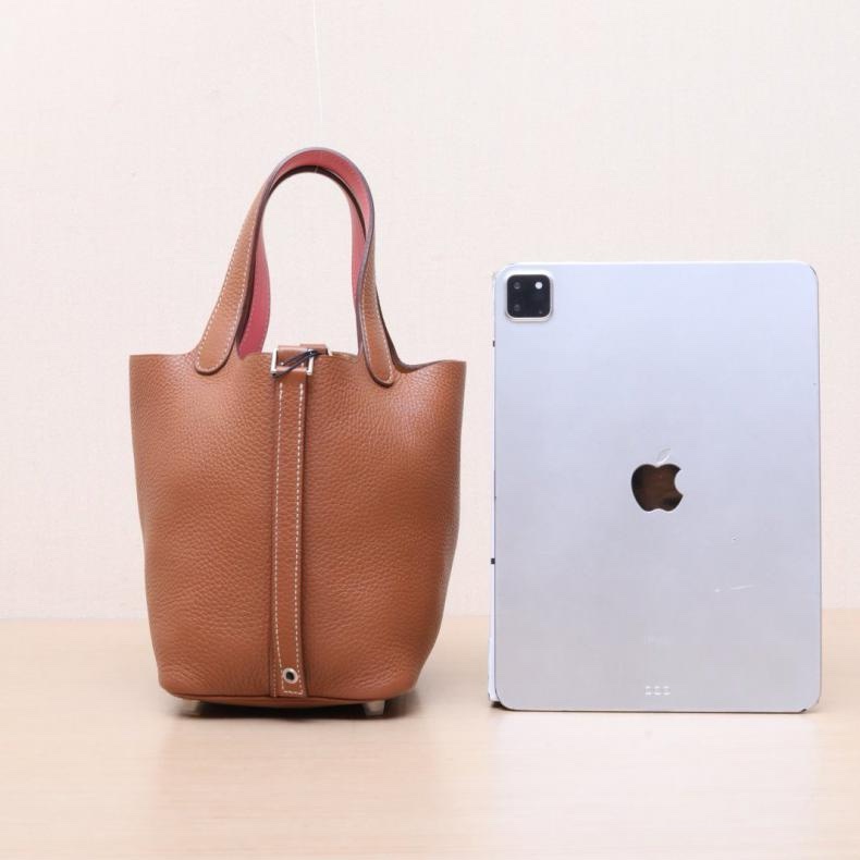 HERMES(愛馬仕) Picotin 菜籃子 18 37金棕色 TC皮 C刻 銀扣-2