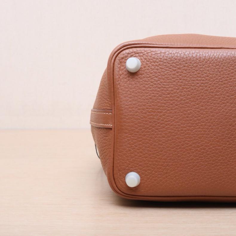 HERMES(愛馬仕) Picotin 菜籃子 18 37金棕色 TC皮 C刻 銀扣-3