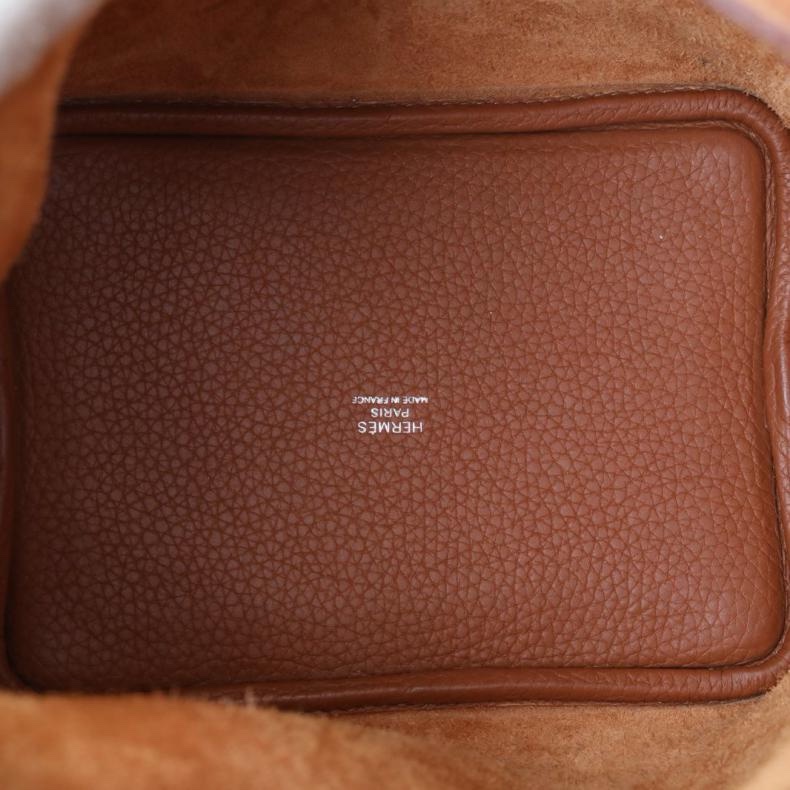 HERMES(愛馬仕) Picotin 菜籃子 18 37金棕色 TC皮 C刻 銀扣-4