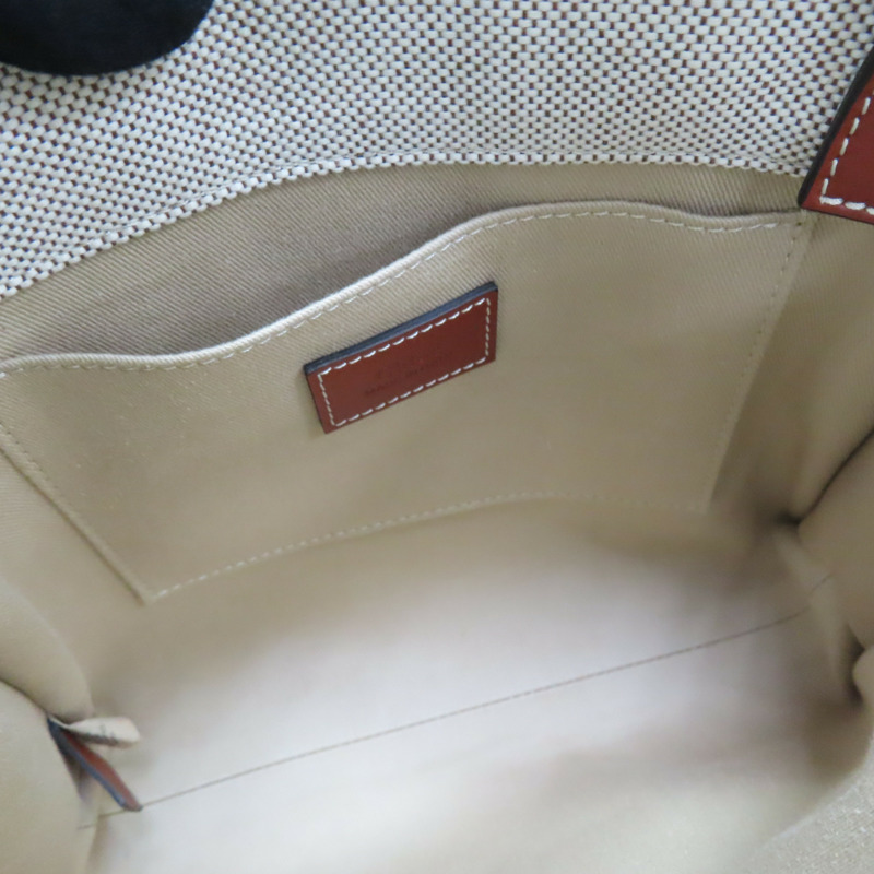 米色 帆布 Woody Mini 手提包-4