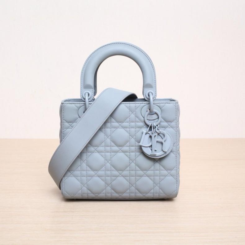 DIOR(迪奧) Lady Dior 戴妃包 四格 灰色 磨砂扣 2020-0