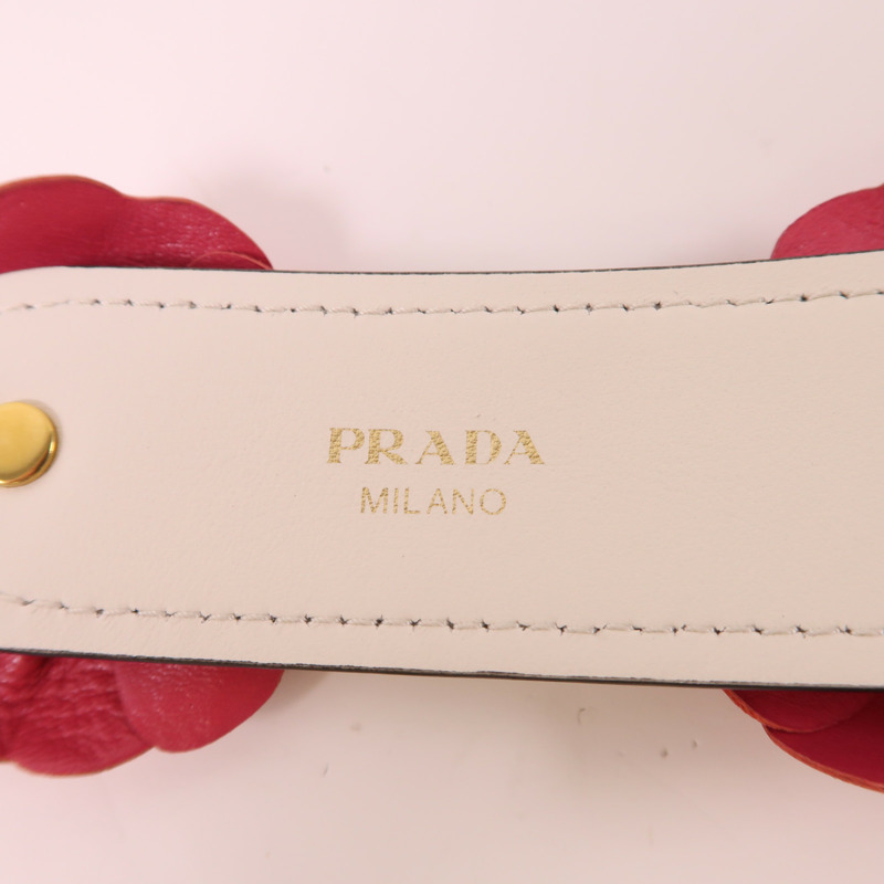PRADA 皮革Strap金扣肩背帶-6