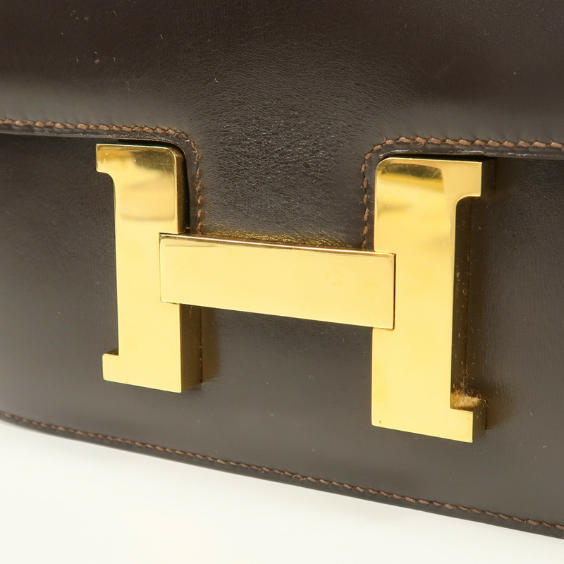 HERMES Box Calf皮革Constance 23金扣肩背袋-7