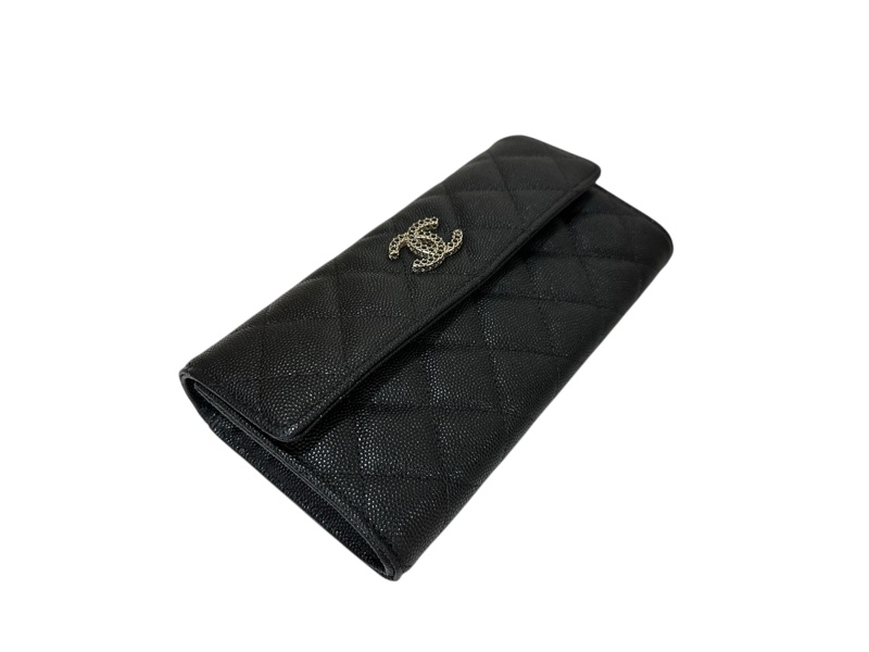 全新Chanel AP3396 Long Wallet 黑色牛皮荔枝紋-3