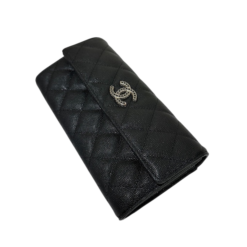 全新Chanel AP3396 Long Wallet 黑色牛皮荔枝紋-4