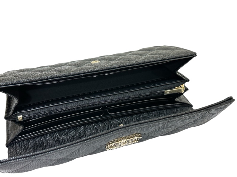 全新Chanel AP3396 Long Wallet 黑色牛皮荔枝紋-6