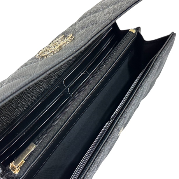 全新Chanel AP3396 Long Wallet 黑色牛皮荔枝紋-12