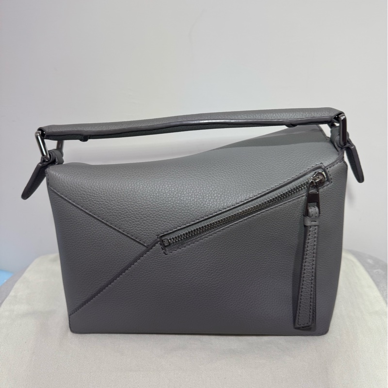 Loewe 大象灰牛皮銀釦puzzle小號-2