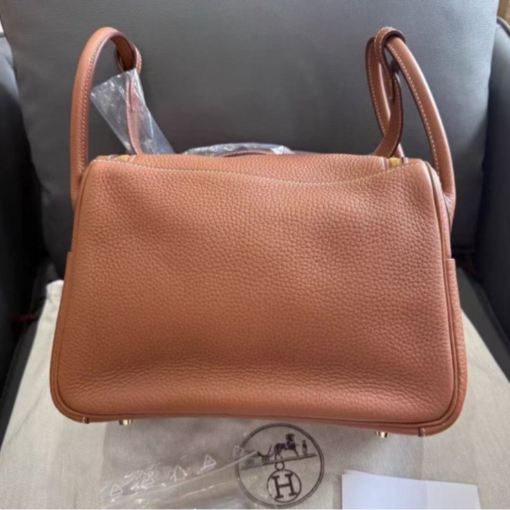 Hermes lindy 26 金棕金扣 全新原模還在 配件塵袋盒子-4