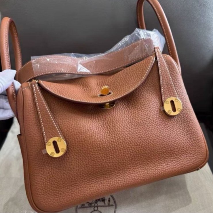 Hermes lindy 26 金棕金扣 全新原模還在 配件塵袋盒子-5