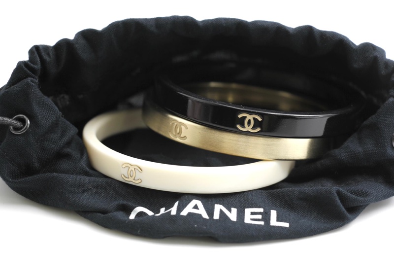 Chanel Vintage 10C金屬、樹脂三隻特別套裝手鈪-4