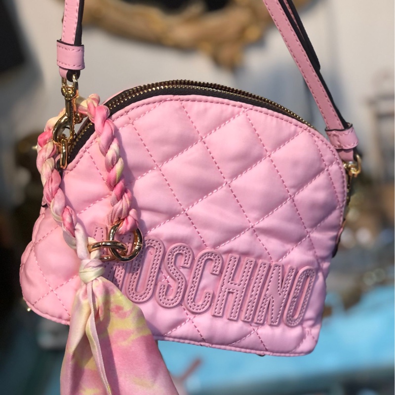 Moschino Quilted Leather Crossbody Bag PINK-0