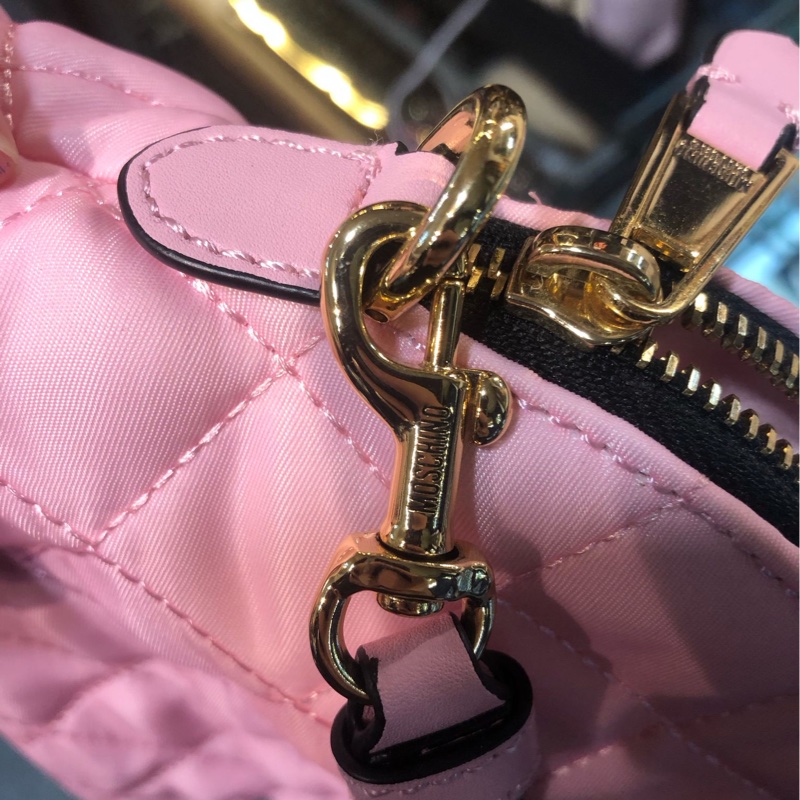 Moschino Quilted Leather Crossbody Bag PINK-5