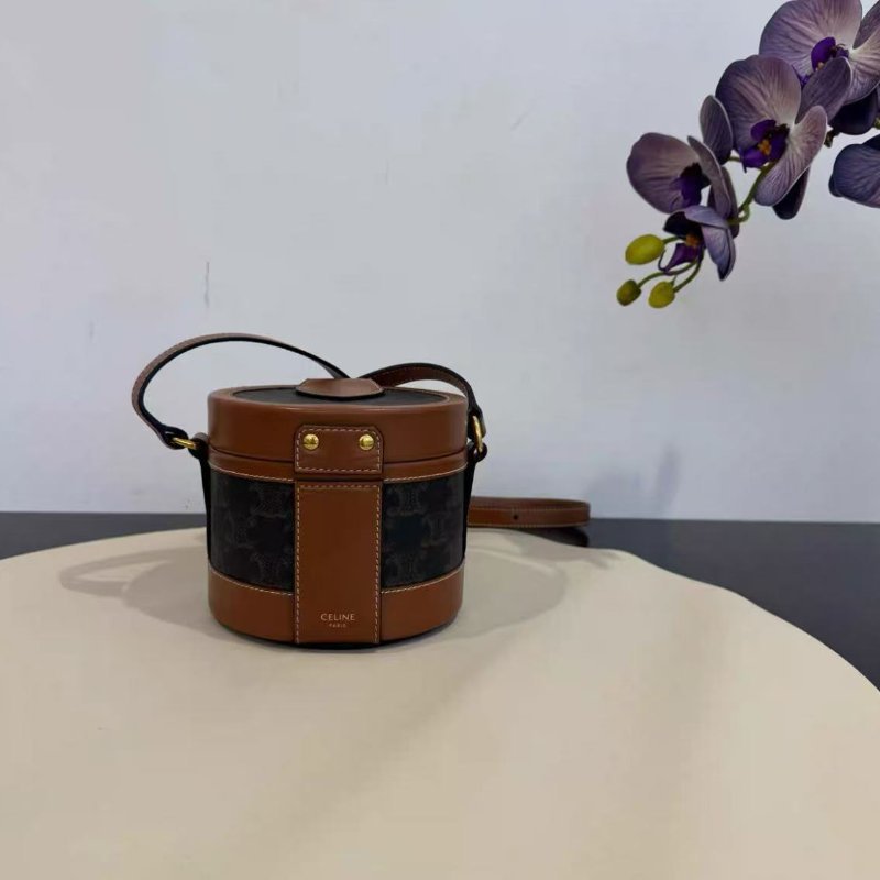 Celine 老花小號圓筒包13×11×13cm 98新 配件塵袋-4