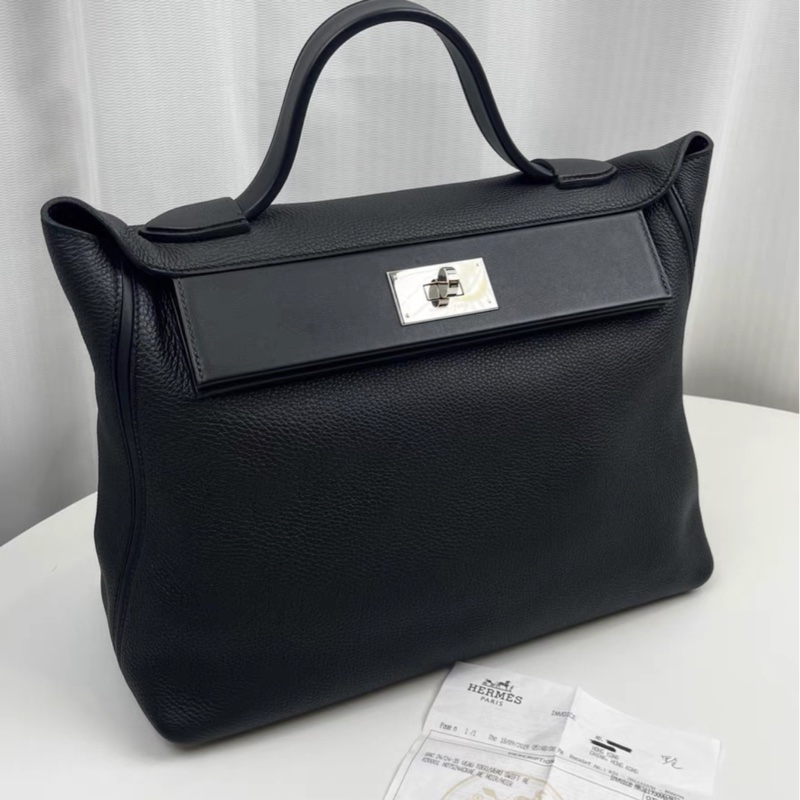 愛馬仕 Hermes 2424大號  35cm 黑銀 D刻-0