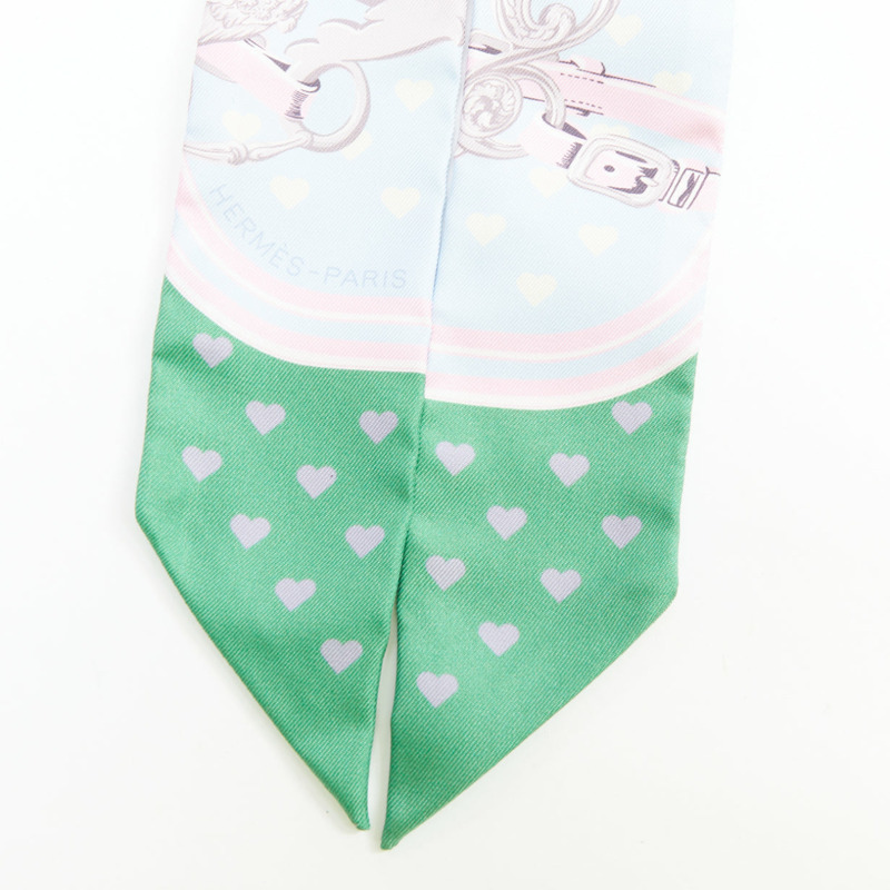 HERMES Silk Brides De Gala Love Twilly Bleu Ciel Parme Vert silk scarf-1