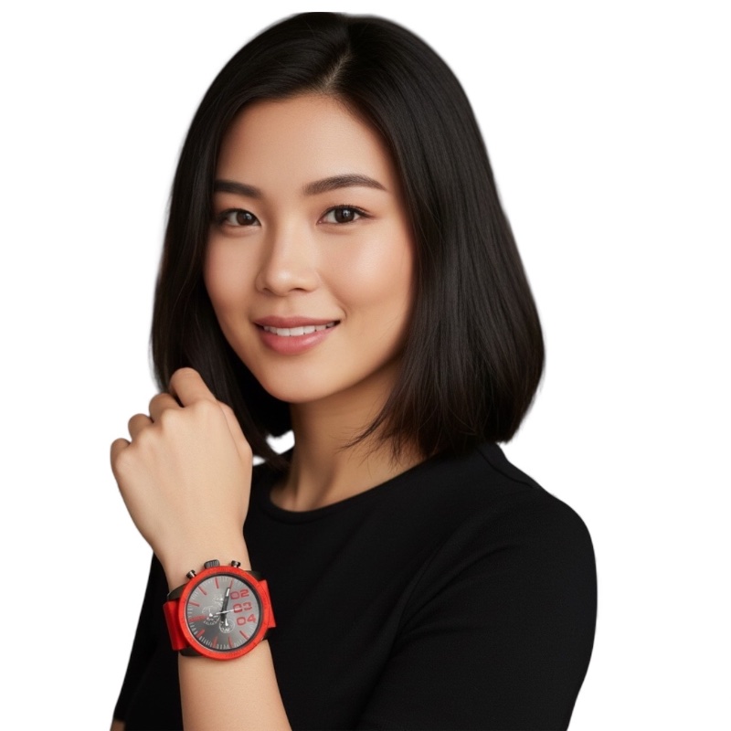 全新 DIESEL DZ4289 紅黑潮流計時中性石英錶 - 5Bar 防水 / 大錶徑 / 附原廠盒 PopChill 詳細商品描述-0