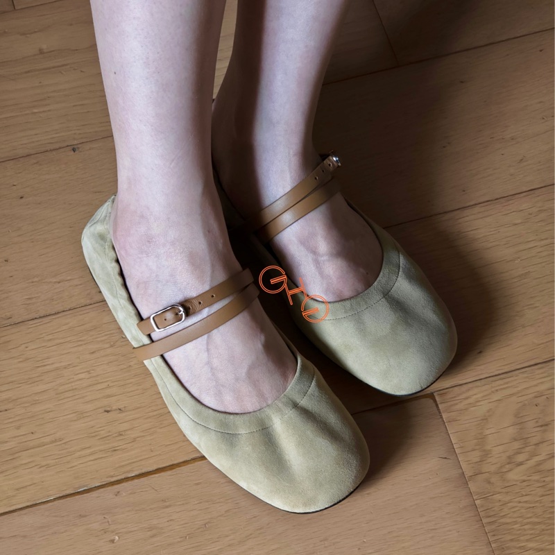 愛馬仕芭蕾舞鞋，平底鞋Joy flat  / 沙色/ 猄皮  /37.5 ( 全新)-1