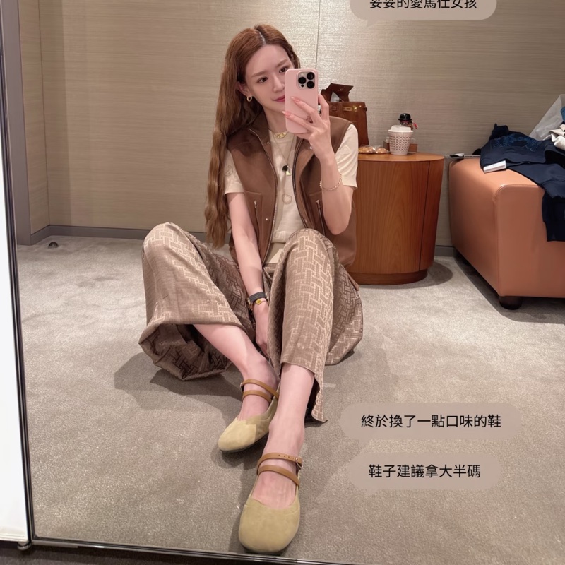 愛馬仕芭蕾舞鞋，平底鞋Joy flat  / 沙色/ 猄皮  /37.5 ( 全新)-4