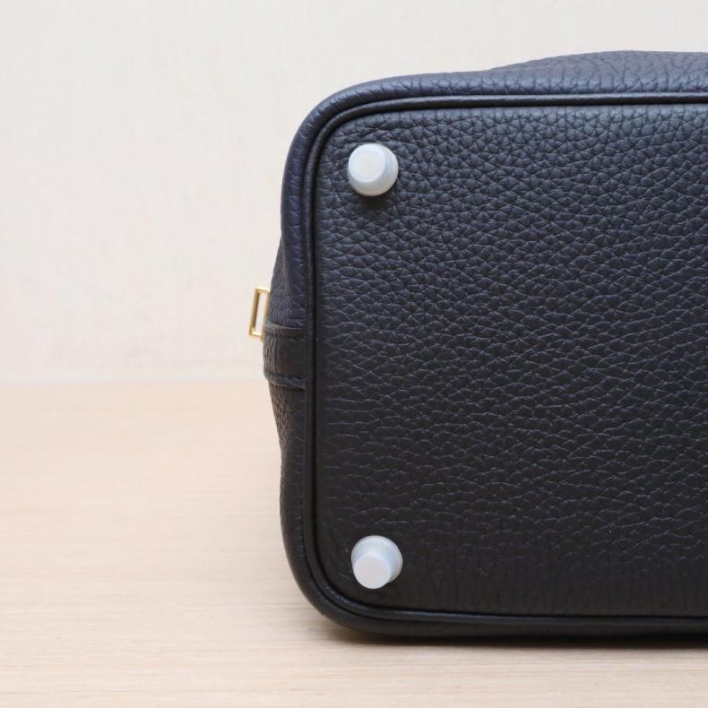 HERMES(愛馬仕) Picotin 18 菜籃子 89黑色拼2Z午夜藍拼0F弗羅裏達藍 TC皮 Y刻 金扣-3