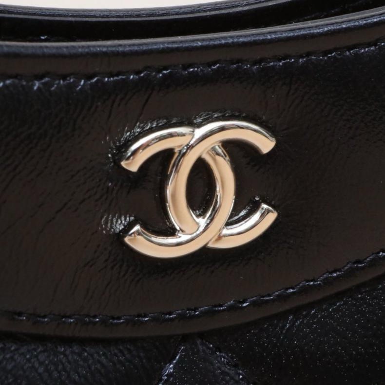 CHANEL(香奈兒) 31Bag Nano 橫版 20.5cm 黑色  鐳射標 淺金扣-5