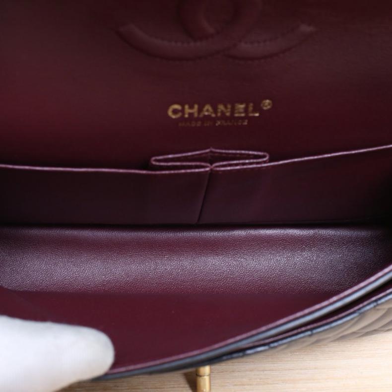 CHANEL(香奈兒) CF 口蓋包 中號 25.5cm 黑色 24開 金扣 菱格紋-4