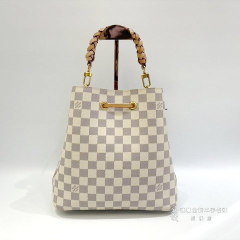 LV NEONOE MM白棋盤格編織手提水桶包N40344-4
